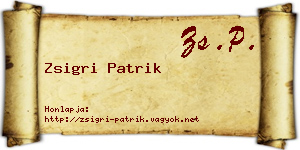 Zsigri Patrik névjegykártya